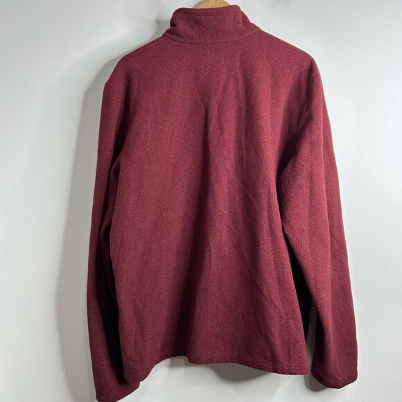 L.L.Bean Pullover Mens XL Burgundy Fleece Quarter Zip Slightly Fitted Pocket - Picture 6 of 9